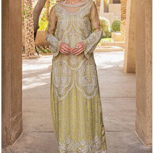 Lena | Mushq Pure Silk Organza Net Shirt | Intricate Embroidery | Size Large